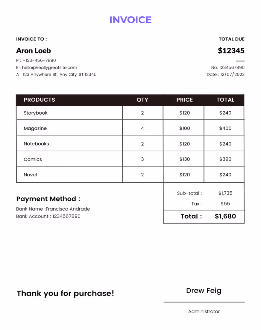 Invoice document