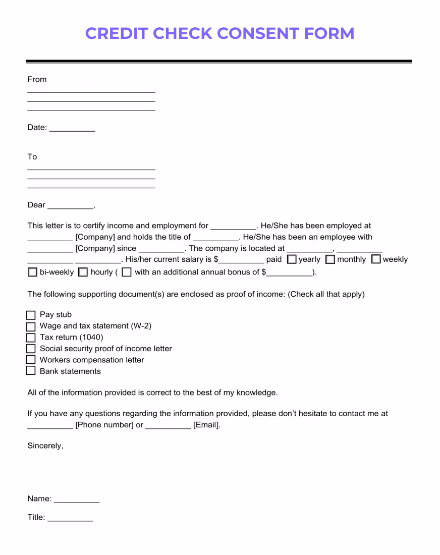 Credit check consent form