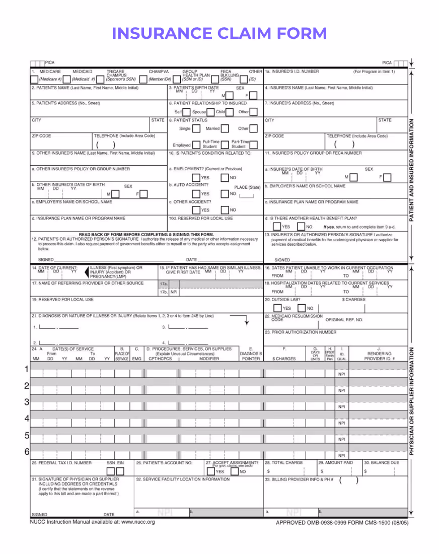 Insurance claim form