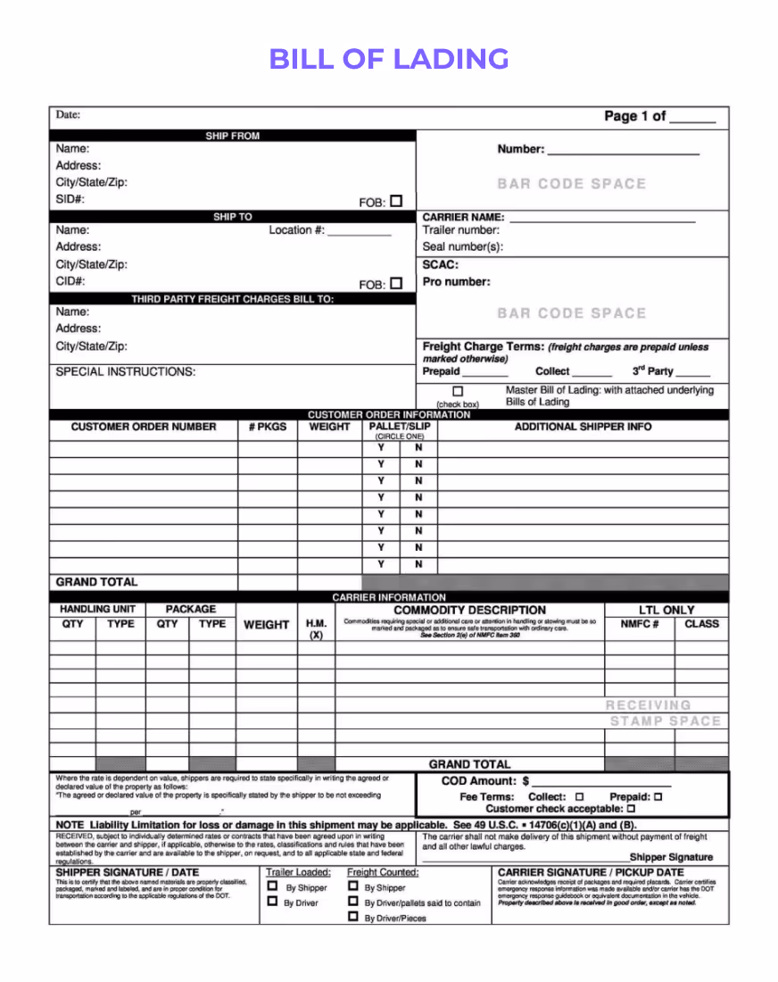 Bill of lading