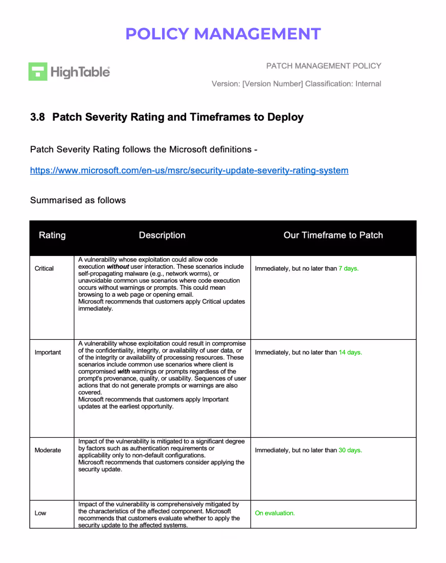 Policy management document