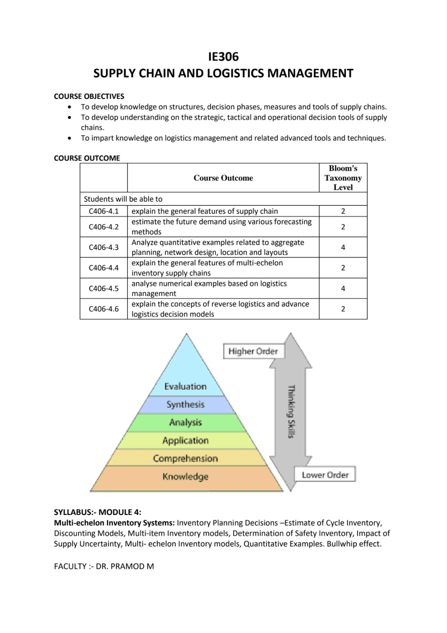Supply chain and operations assessment form with an analysis table at the top and a hierarchical pyramid diagram of operational priorities, emphasizing efficiency and customer satisfaction.